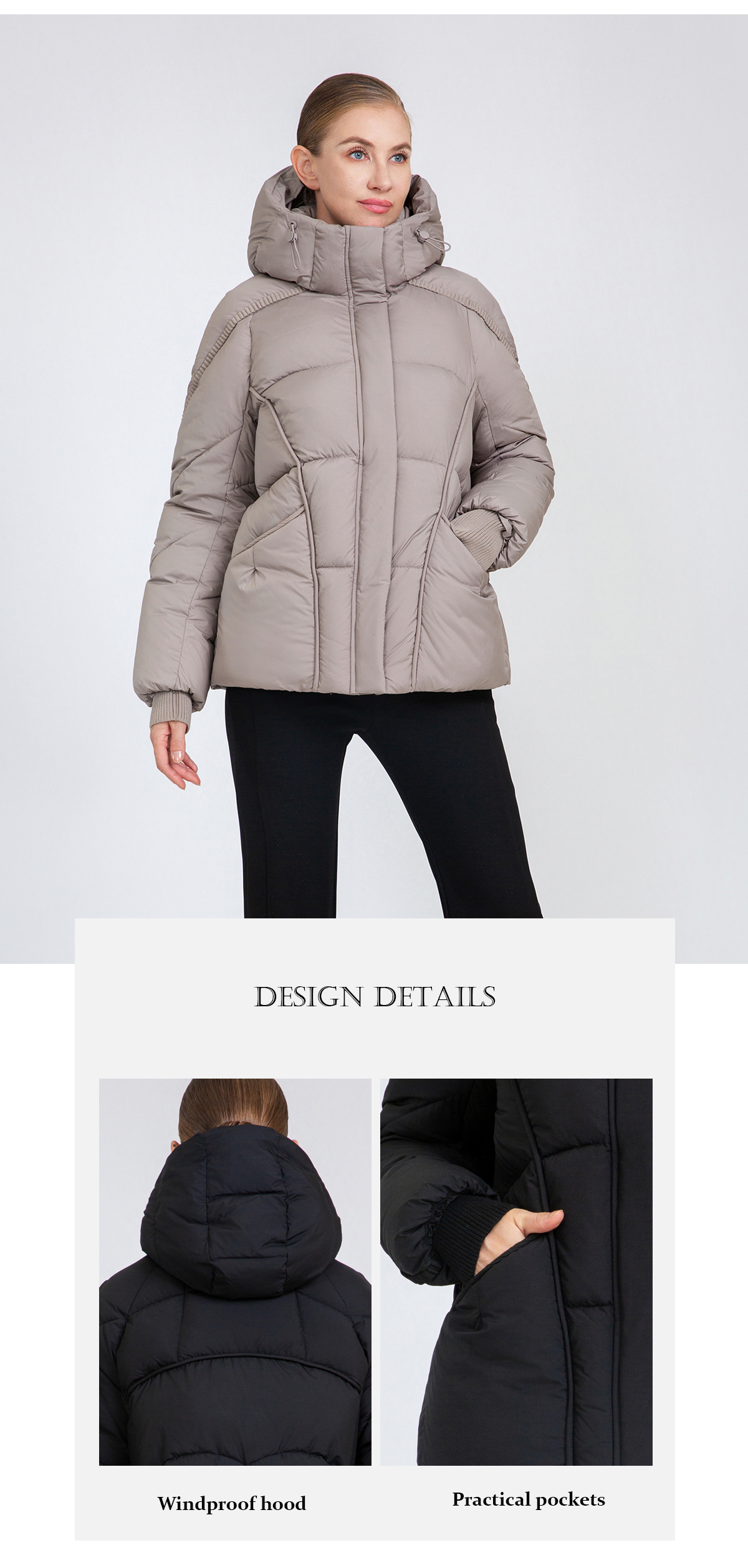 Women's Curved-Quilted Short Padded Jacket