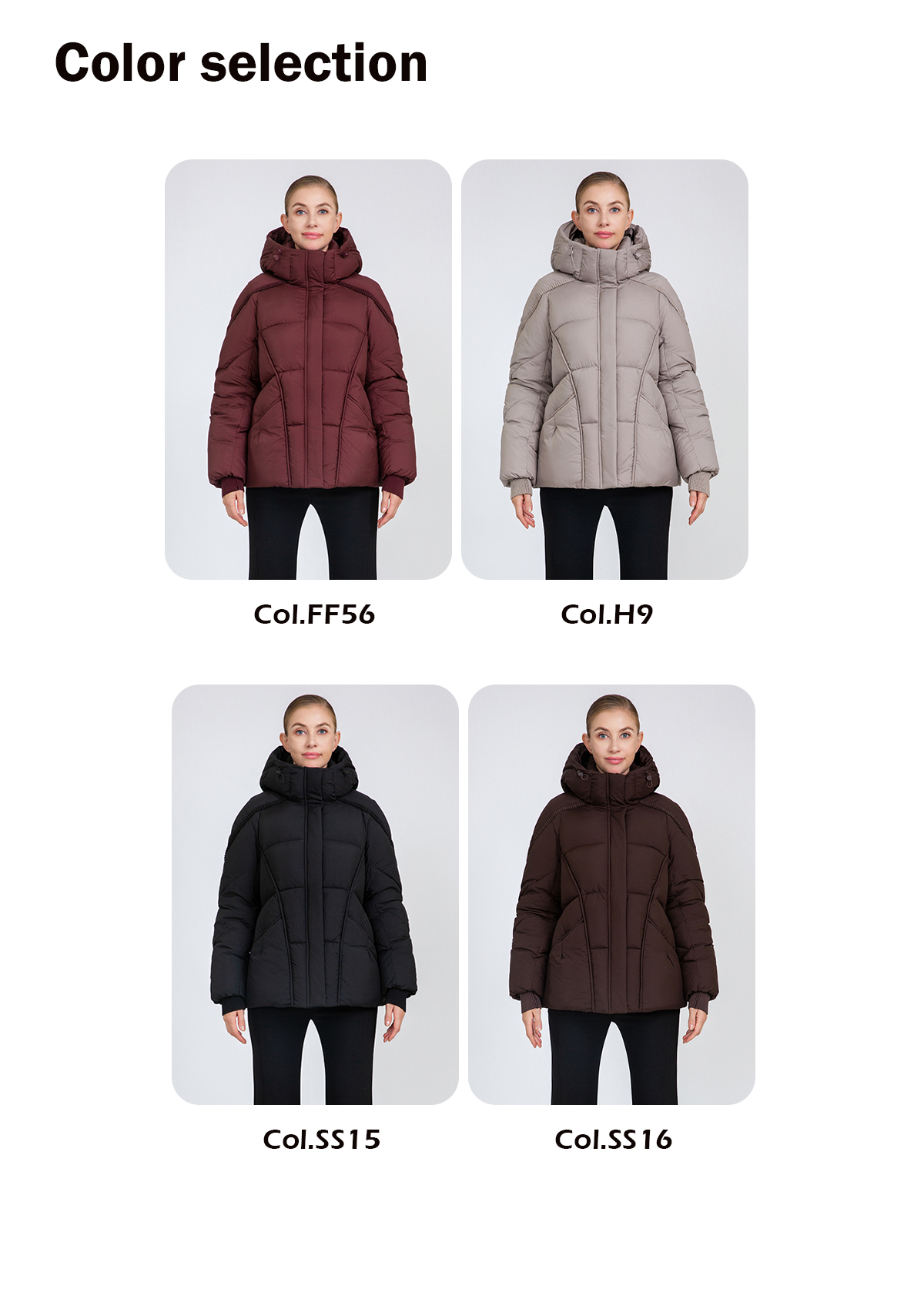 Women's Curved-Quilted Short Padded Jacket
