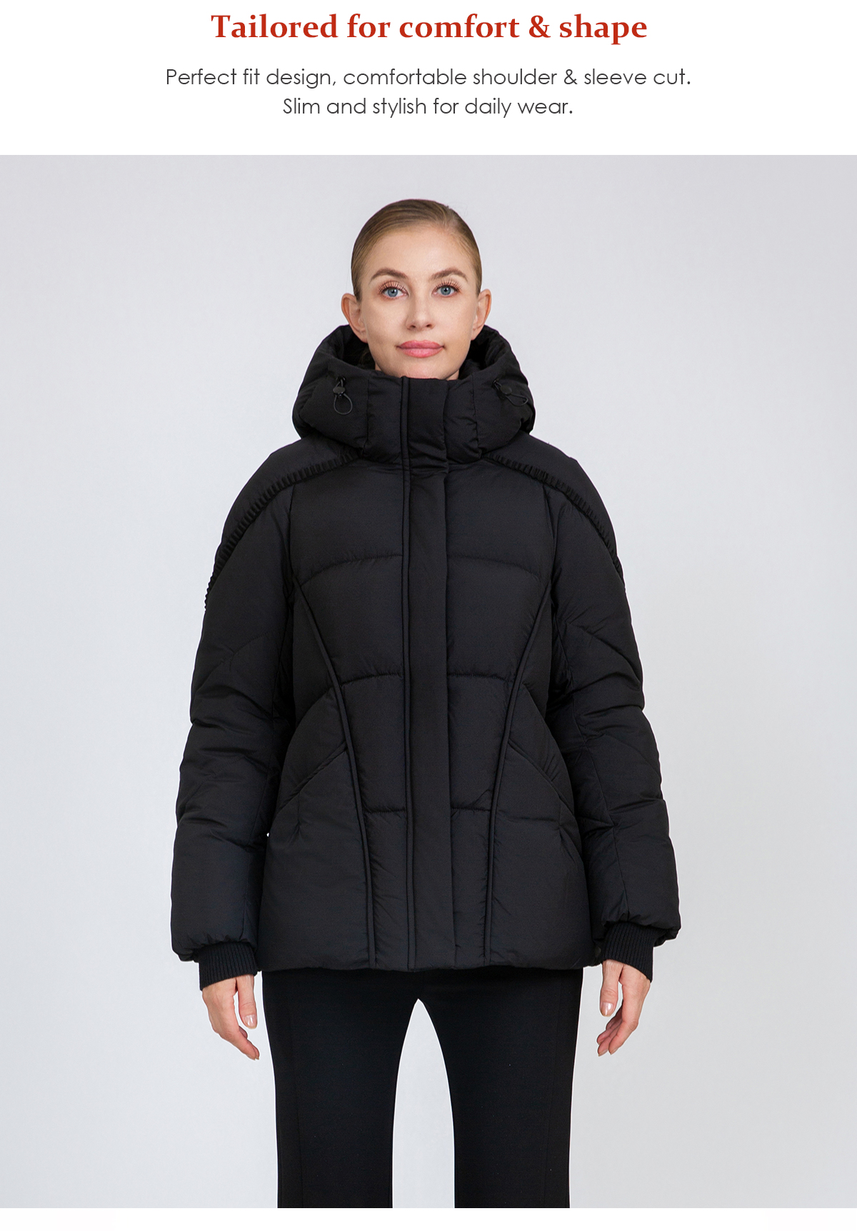 Women's Curved-Quilted Short Padded Jacket