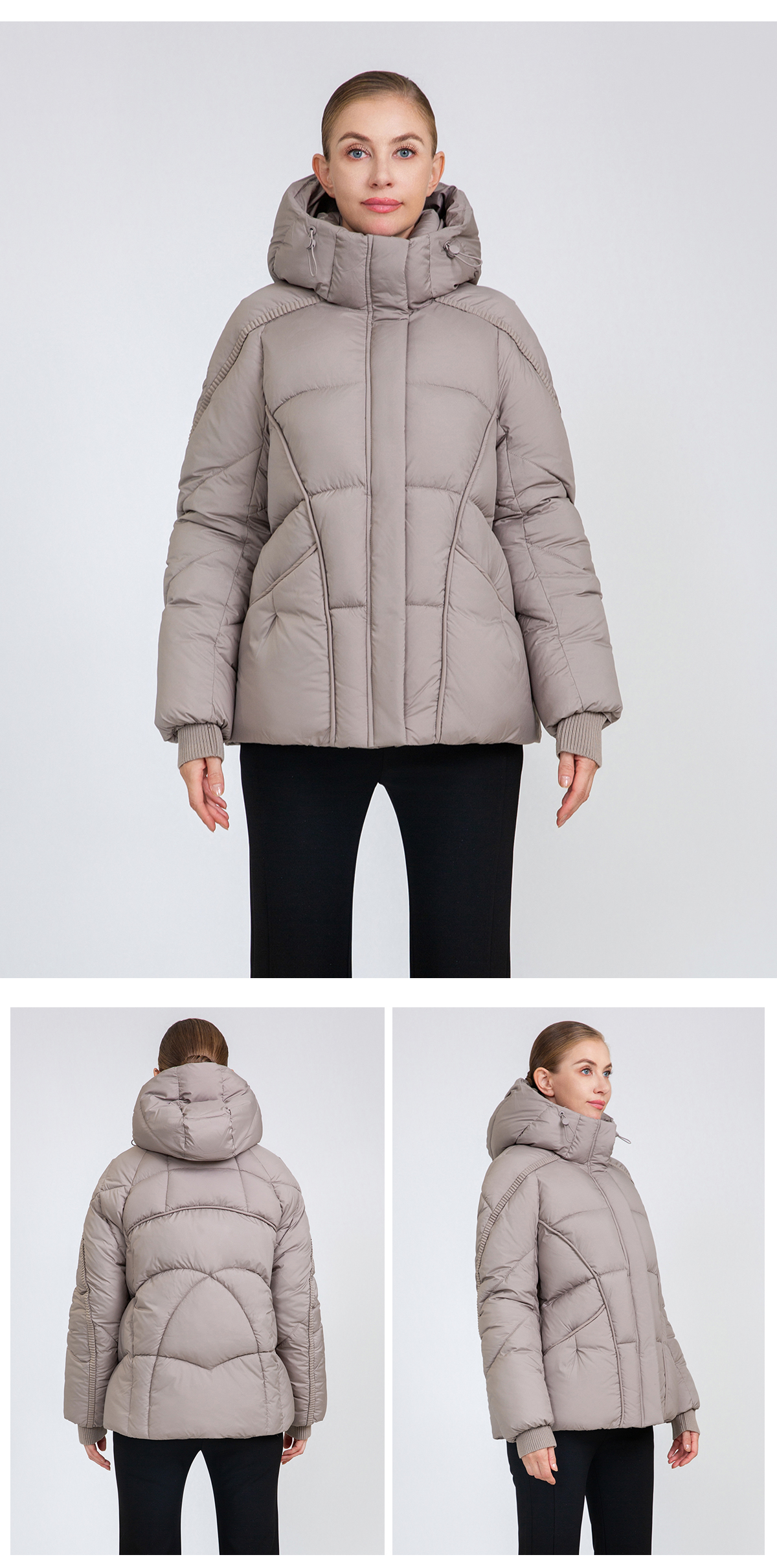Women's Curved-Quilted Short Padded Jacket