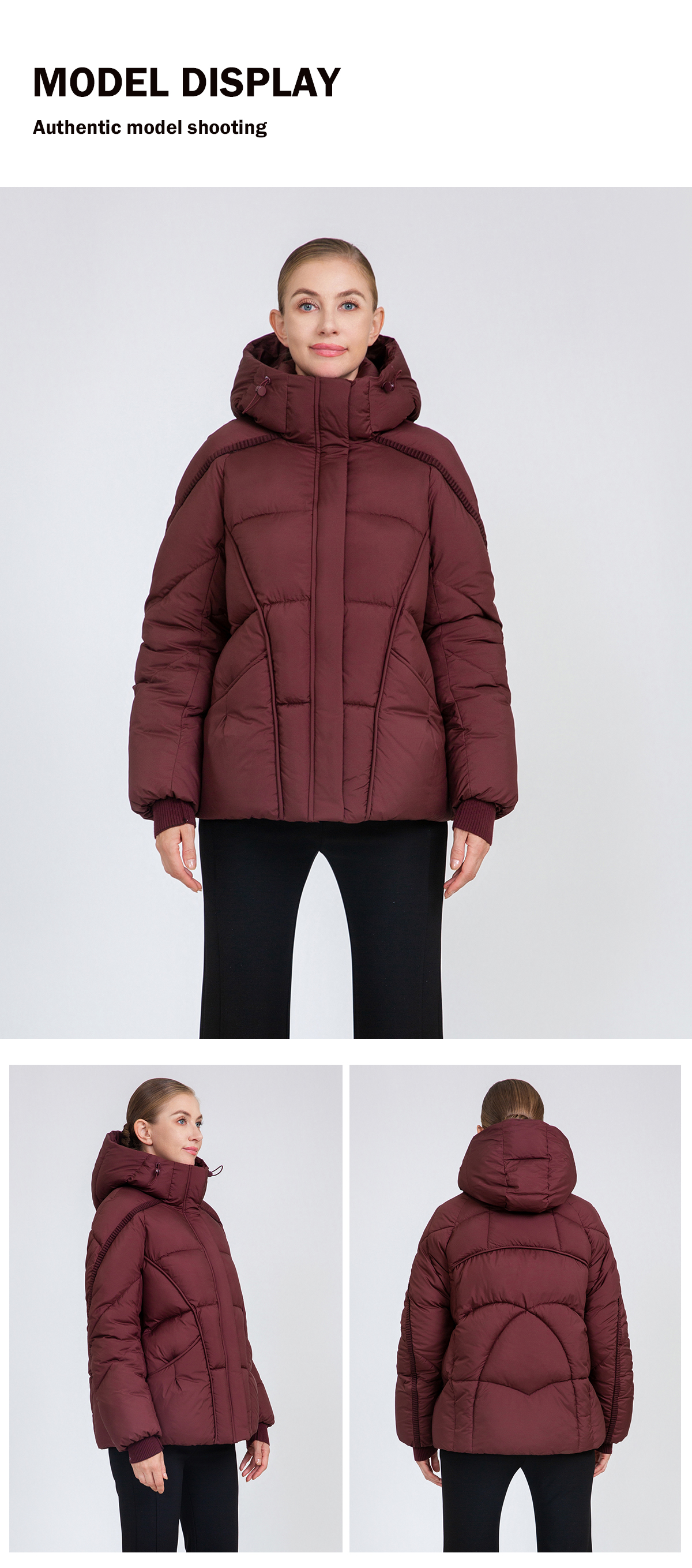 Women's Curved-Quilted Short Padded Jacket