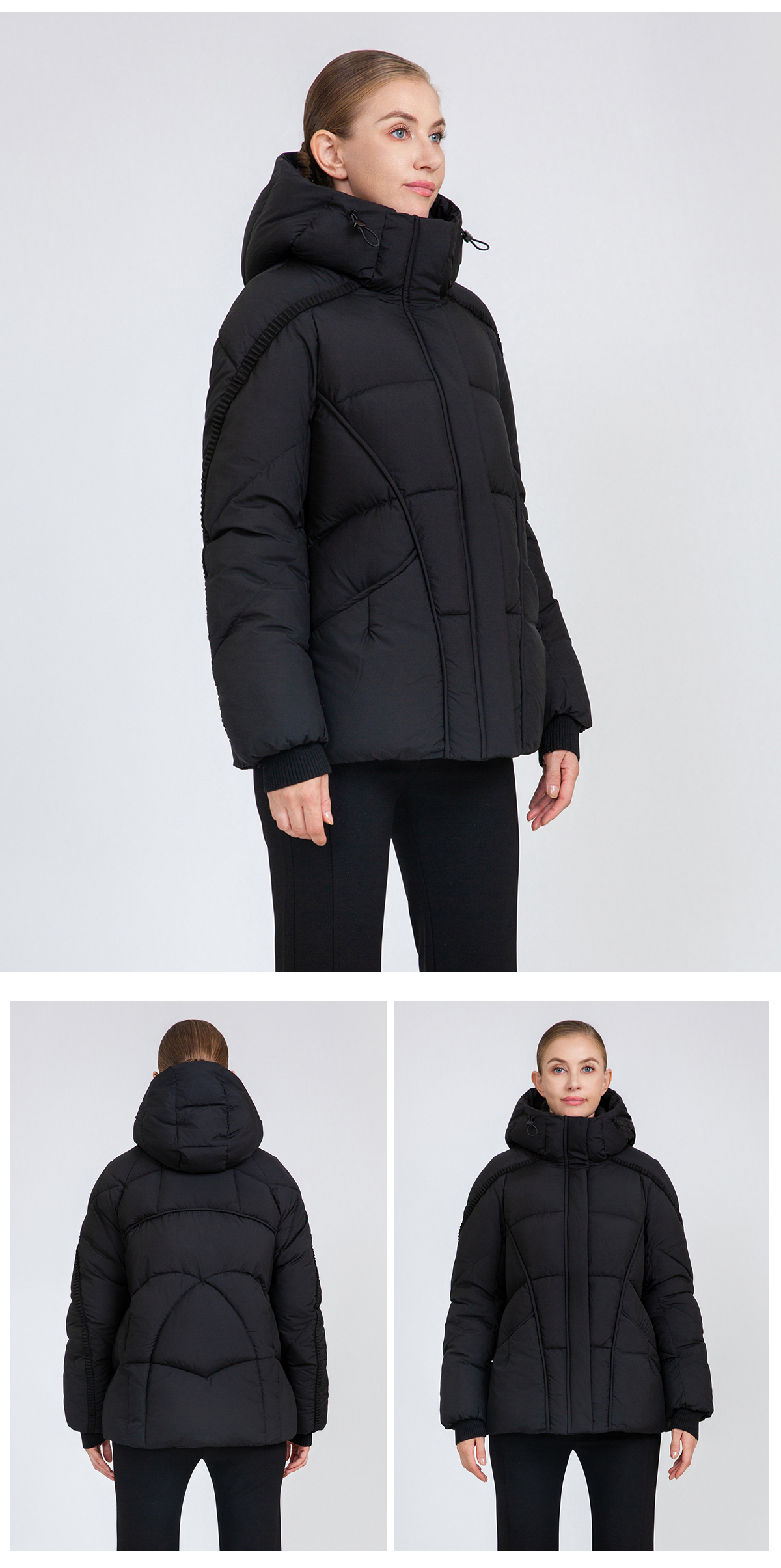 Women's Curved-Quilted Short Padded Jacket