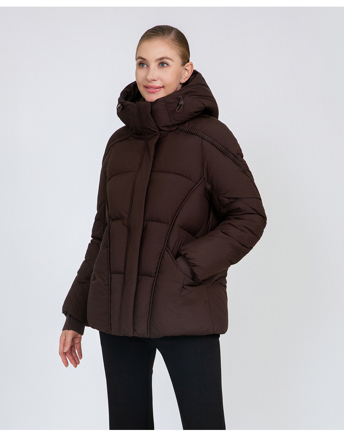 Women's Curved-Quilted Short Padded Jacket
