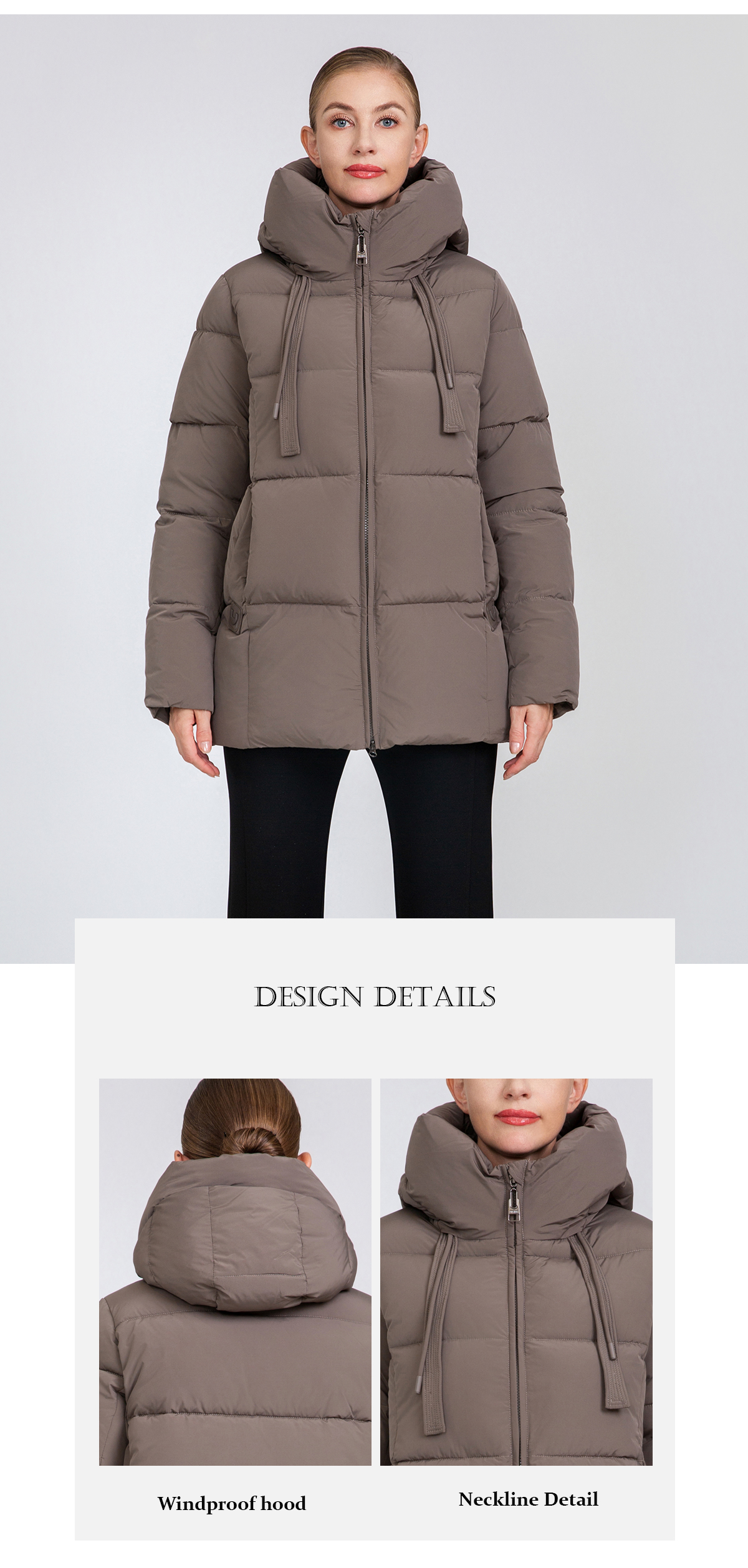 Women's Square-Quilted Mid-Length Padded Jacket