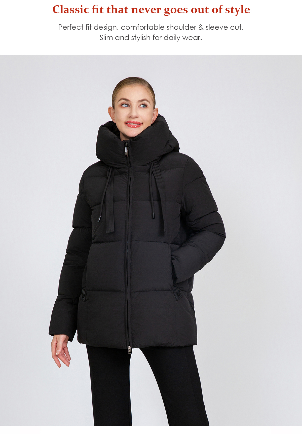 Women's Square-Quilted Mid-Length Padded Jacket