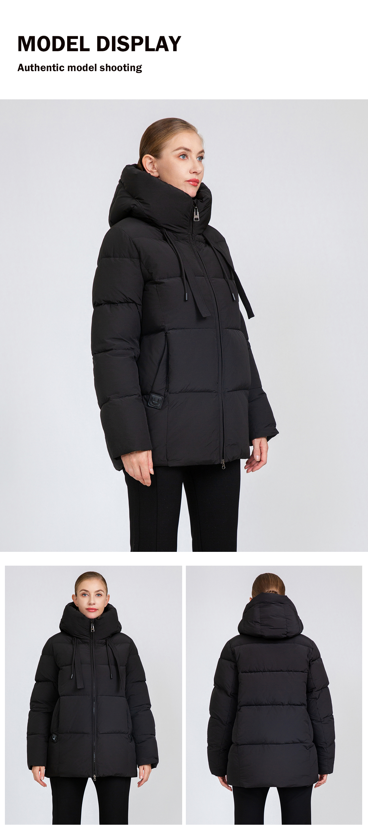 Women's Square-Quilted Mid-Length Padded Jacket