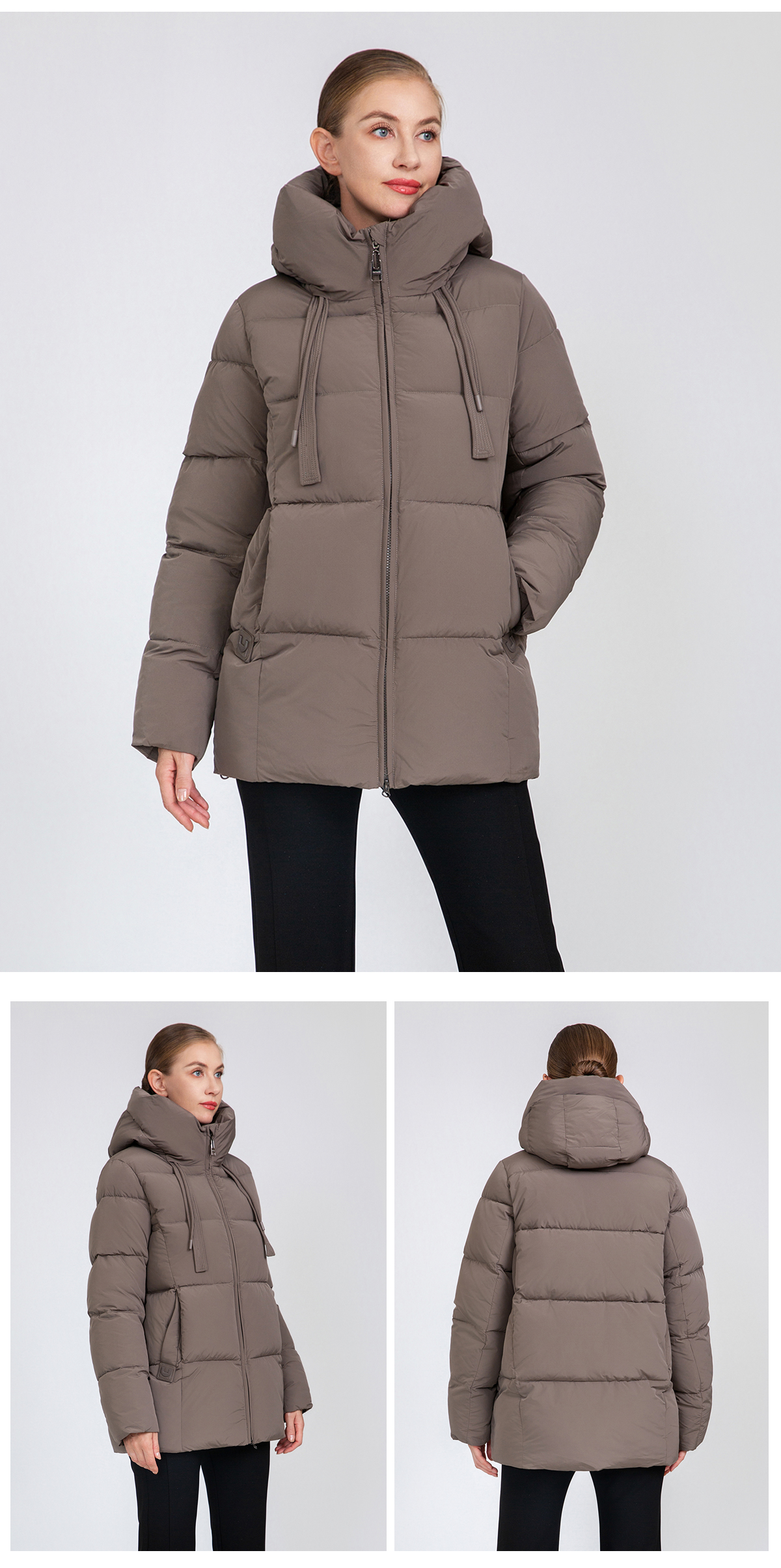 Women's Square-Quilted Mid-Length Padded Jacket