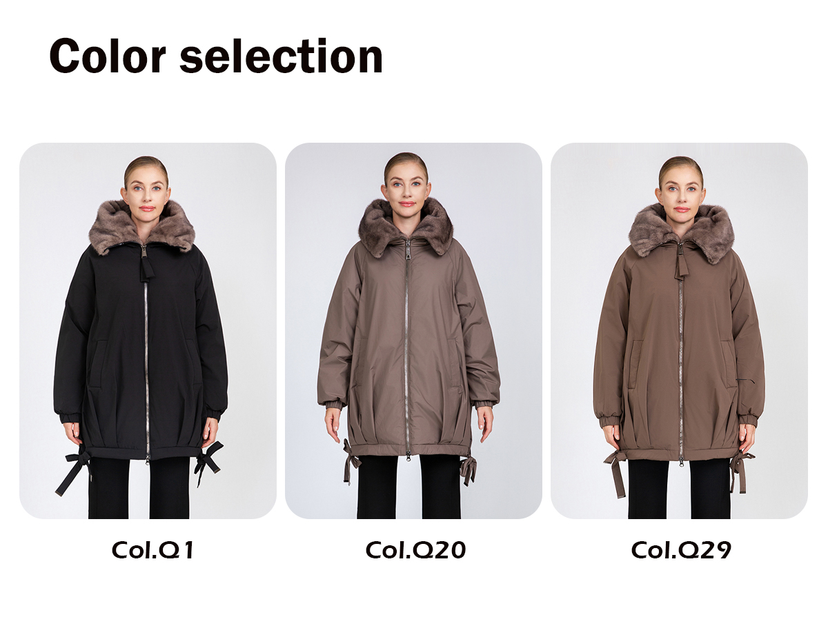 Women's Oversized Cocoon Padded Jacket with Faux Mink Fur Collar