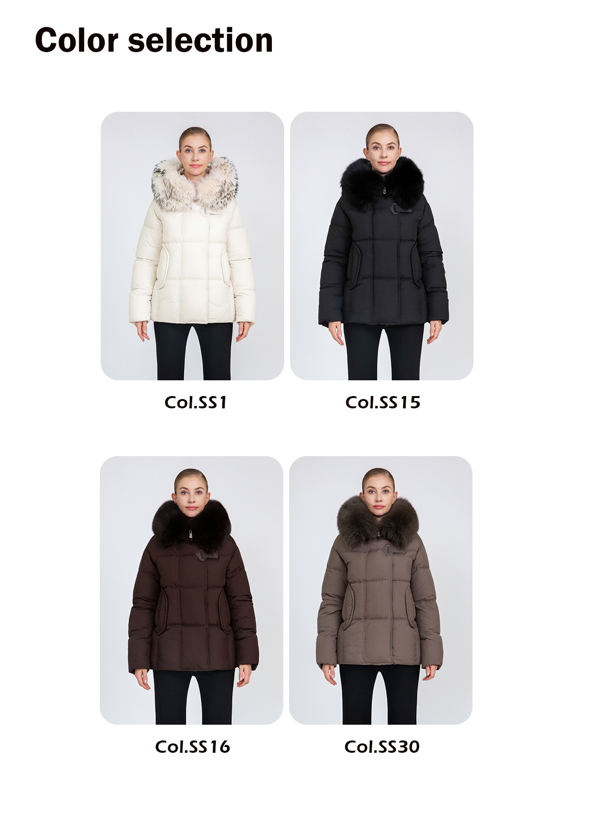 Women's Boxy-Fit Short Padded Jacket with Removable Fur Collar