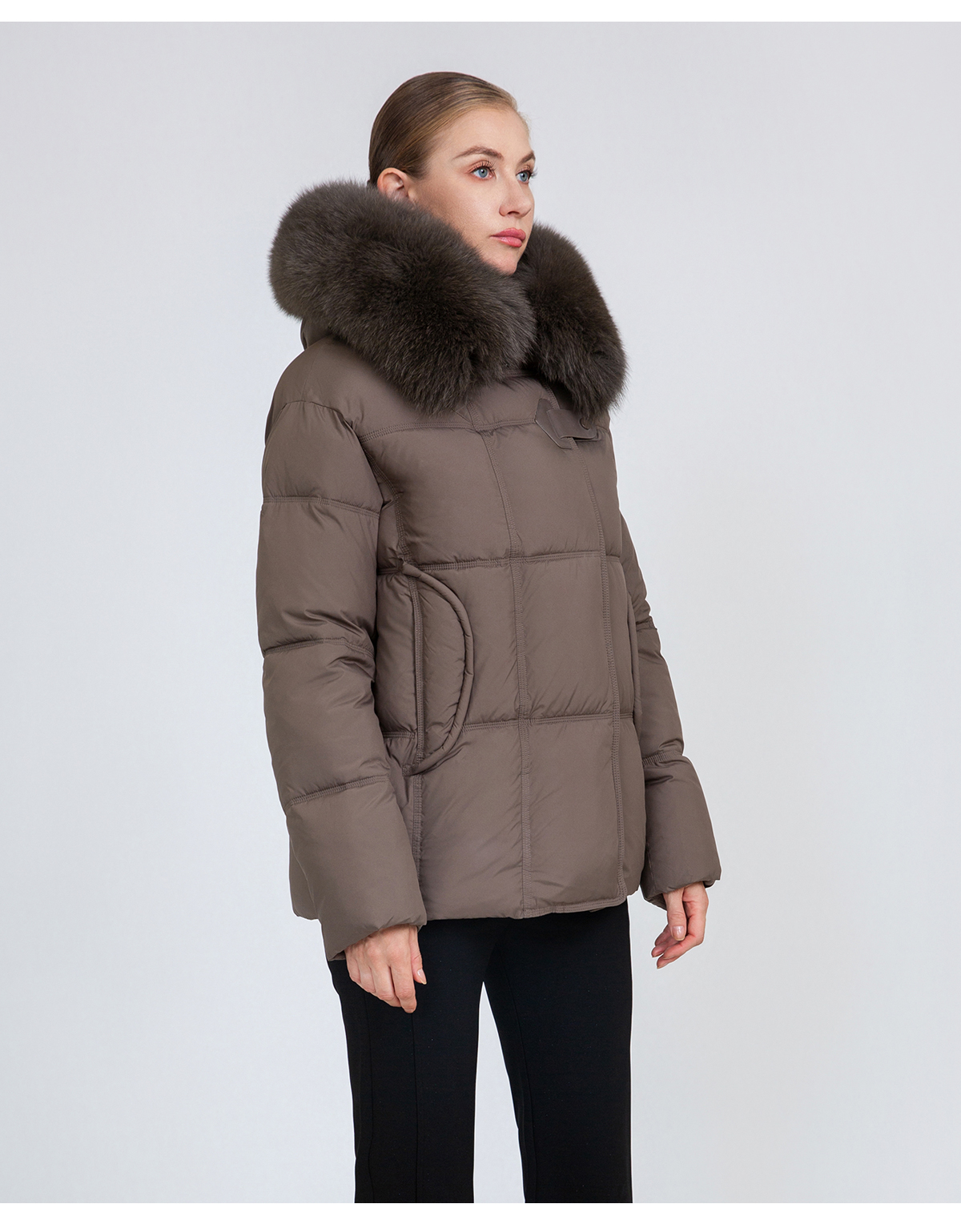 Women's Boxy-Fit Short Padded Jacket with Removable Fur Collar
