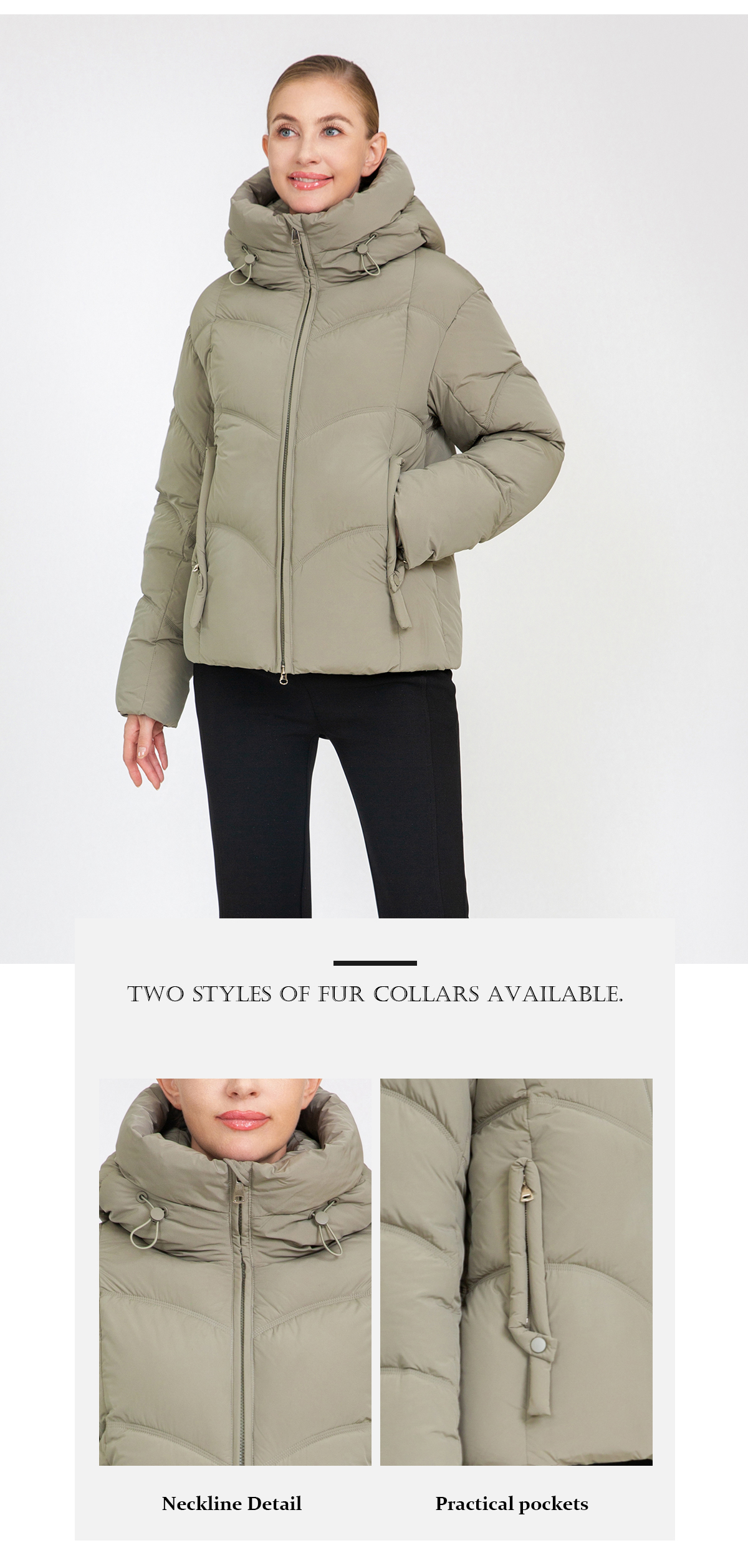 Women's Cropped Hooded Puffer Jacket with Adjustable Drawstrings