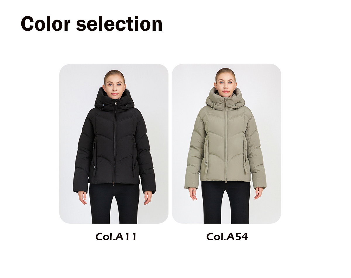 Women's Cropped Hooded Puffer Jacket with Adjustable Drawstrings